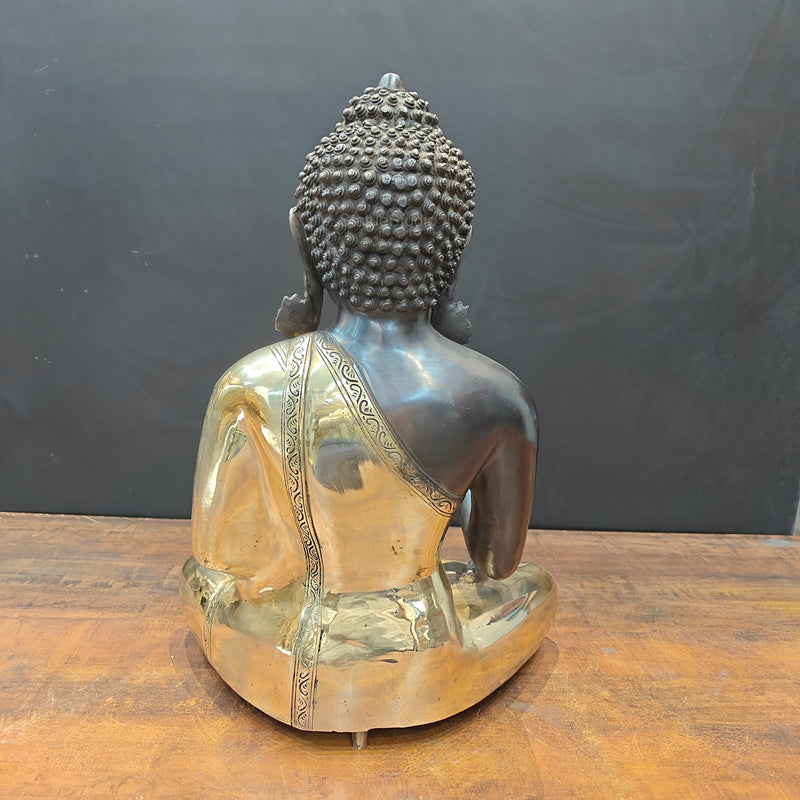 Brass Blessing Buddha Statue Black Gold Finish 1.5 Feet