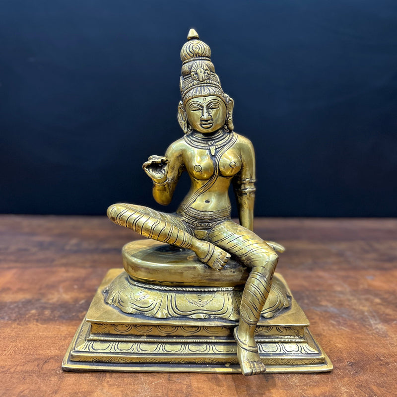 Brass Seated Parvati Uma Devi Idol 14 Inches