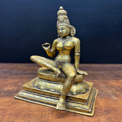 Brass Seated Parvati Uma Devi Idol 14 Inches