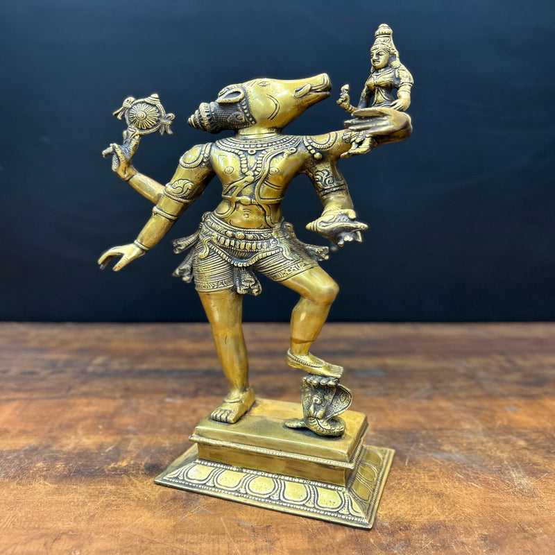 Brass Bhoovaraha swamy Varaha Lakshmi Statue 17 Inch