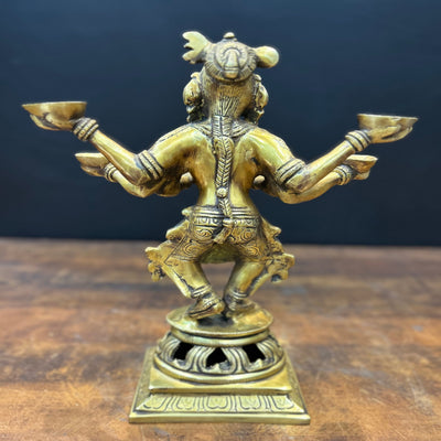 Brass Dancing Deep Lakshmi Statue For Pooja Room Home Decor 13 Inch