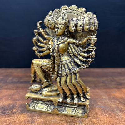 Brass 10 Face Kali Mata Statue For Home Temple Decor 15 Inch