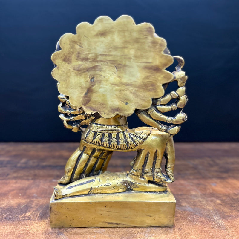 Brass 10 Face Kali Mata Statue For Home Temple Decor 15 Inch