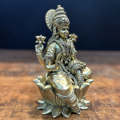 Pure Brass Superfine Goddess Lakshmi Idol 7.5 Inch