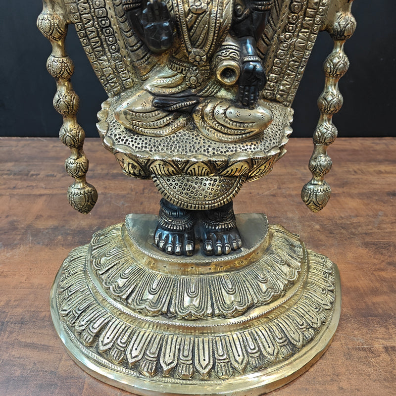 Brass Lord Tirupati Balaji Statue with Goddess Padmavathi Engraved 3 Feet