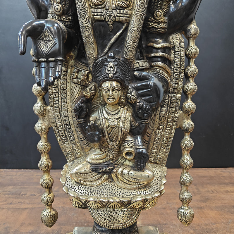 Brass Lord Tirupati Balaji Statue with Goddess Padmavathi Engraved 3 Feet