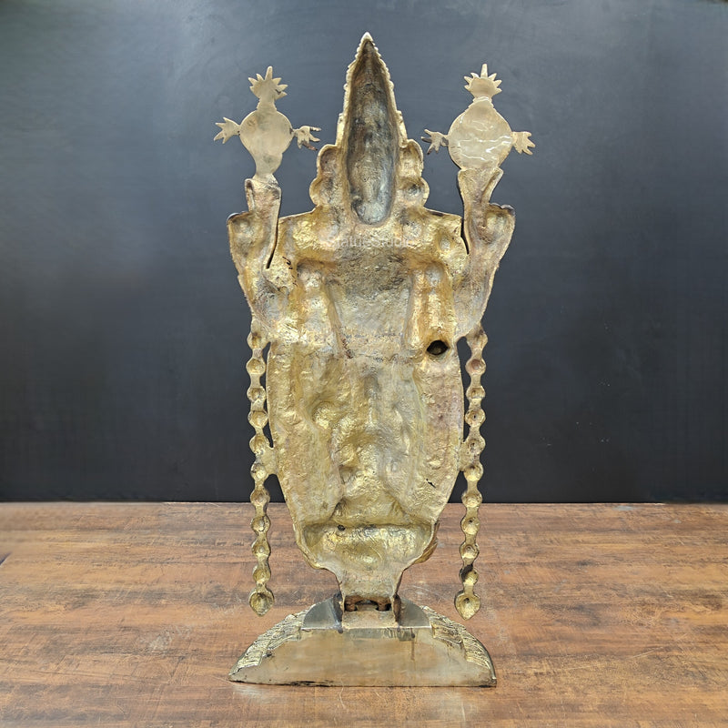 Brass Lord Tirupati Balaji Statue with Goddess Padmavathi Engraved 3 Feet