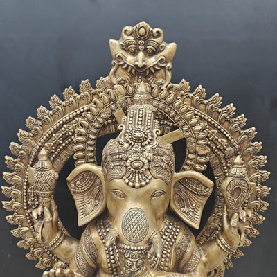 Elegant Brass Large Ganesha Statue With Prabhavali 50 Inches