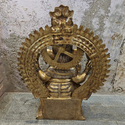 Elegant Brass Large Ganesha Statue With Prabhavali 50 Inches