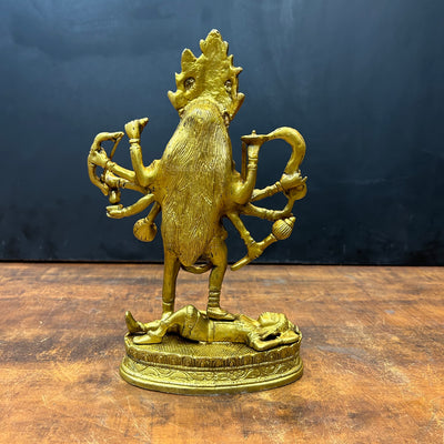 Brass Goddess Kali Mata Idol Dashbhuja 11.5 Inch