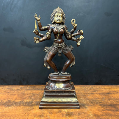 Brass Goddess Kali Mata Statue As Bhairavi Antique Finish 2 Feet