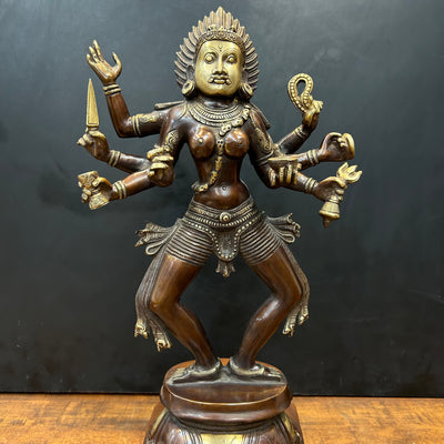 Brass Goddess Kali Mata Statue As Bhairavi Antique Finish 2 Feet