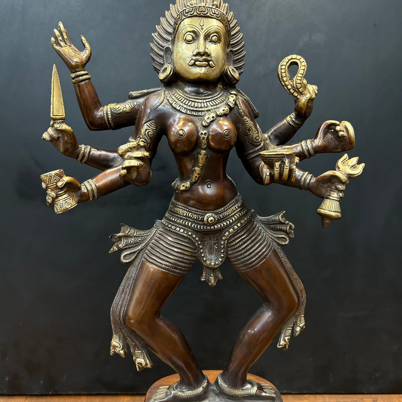 Brass Goddess Kali Mata Statue As Bhairavi Antique Finish 2 Feet