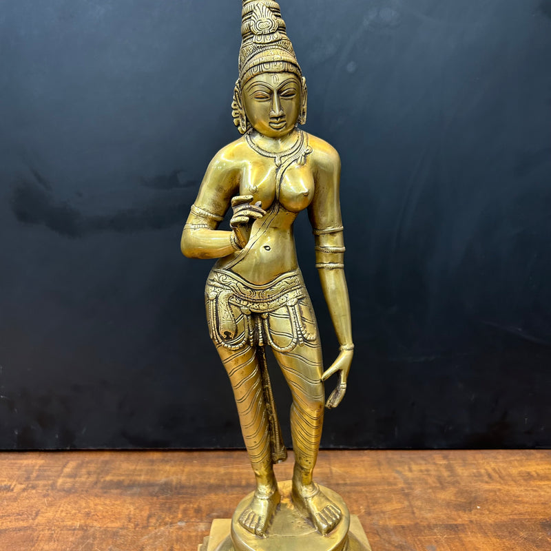 Brass Standing Parvati Uma Devi Statue 2 Feet