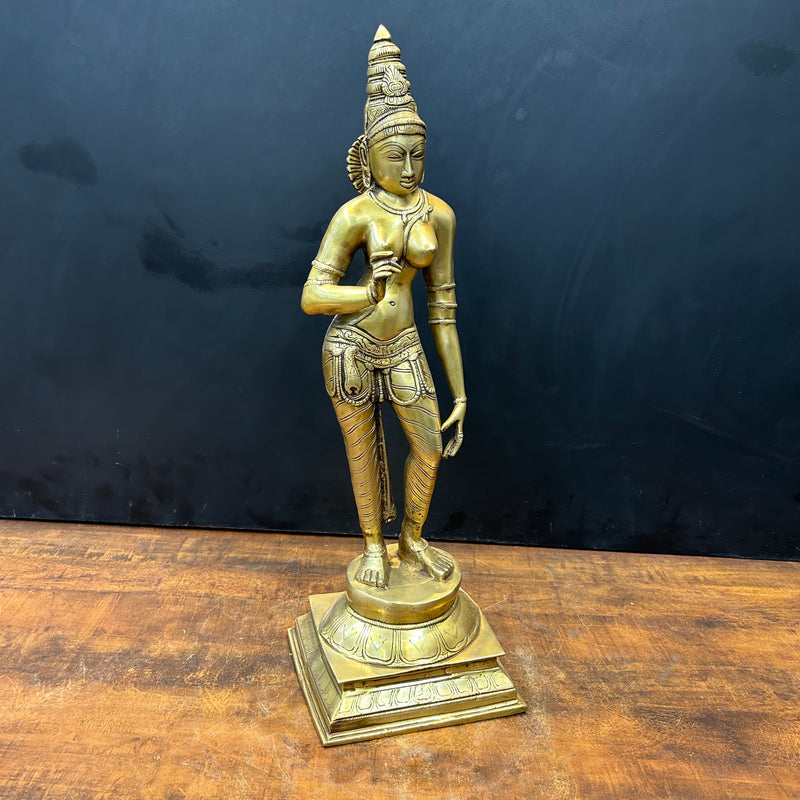 Brass Standing Parvati Uma Devi Statue 2 Feet