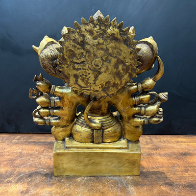 Brass Large Panchmukhi Hanuman Idol Antique Finish 17 Inch