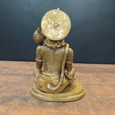 Brass Sitting Hanuman Idol Blessing Mudra 12 Inch