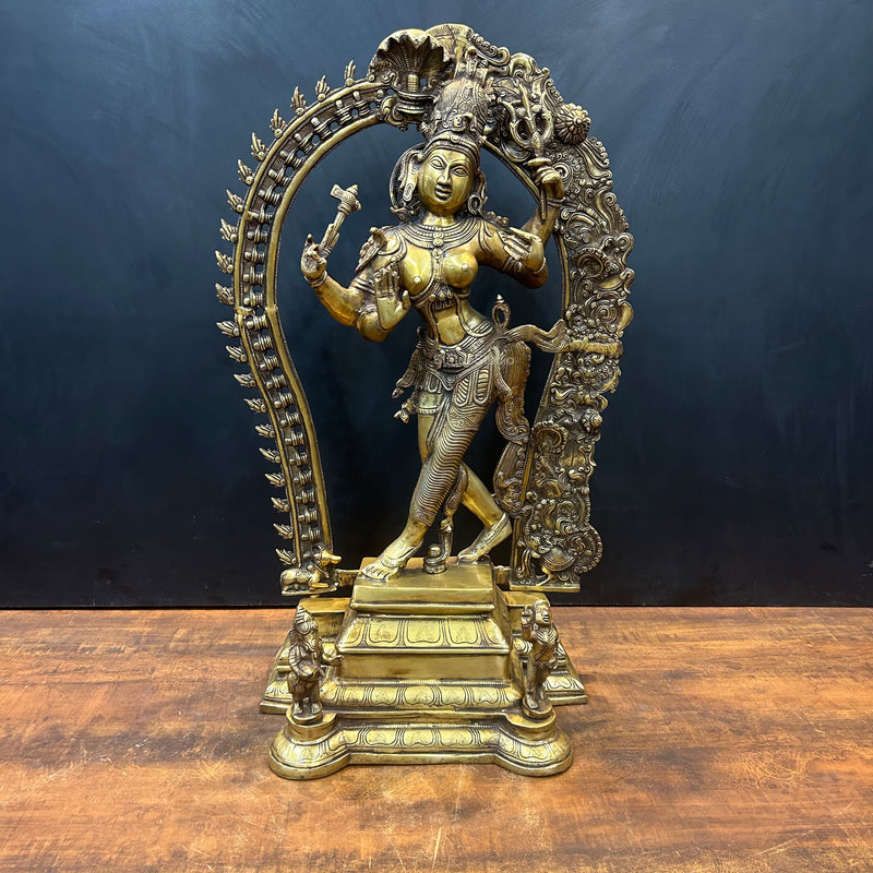 Brass Large Ardhanarishawar Shiva Sakti Statue 2.5 Feet