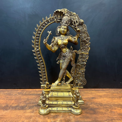 Brass Large Ardhanarishawar Shiva Sakti Statue 2.5 Feet