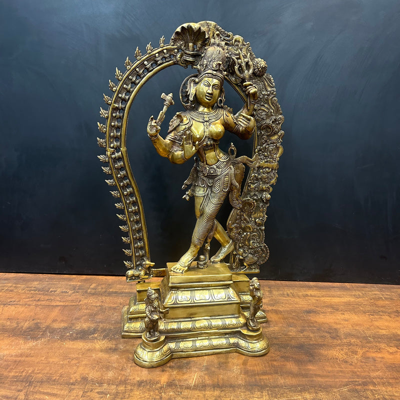 Brass Large Ardhanarishawar Shiva Sakti Statue 2.5 Feet