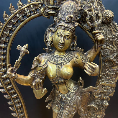 Brass Large Ardhanarishawar Shiva Sakti Statue 2.5 Feet