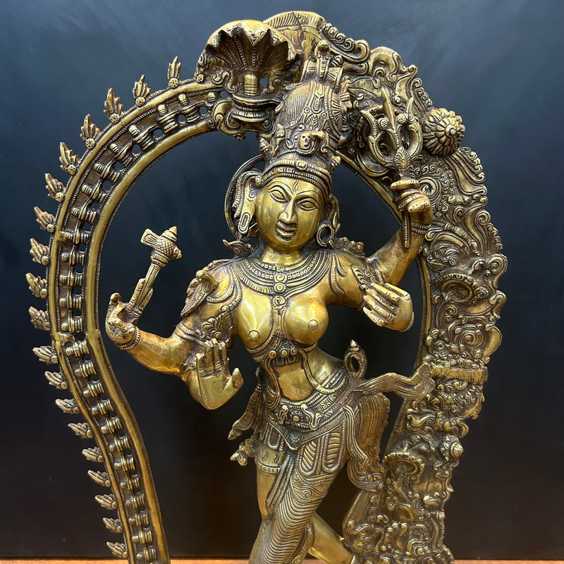 Brass Large Ardhanarishawar Shiva Sakti Statue 2.5 Feet