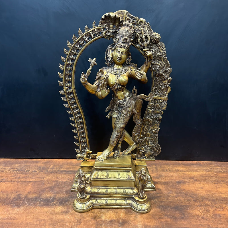 Brass Large Ardhanarishawar Shiva Sakti Statue 2.5 Feet