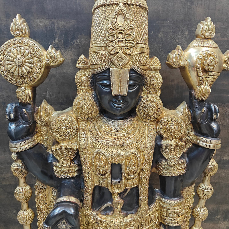 Brass Lord Tirupathi Balaji Idol Antique Finish 4 Feet