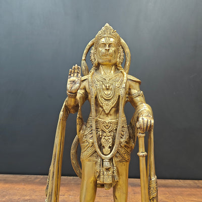 Brass Standing Hanuman Statue 17 Inch