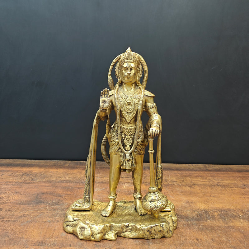 Brass Standing Hanuman Statue 17 Inch