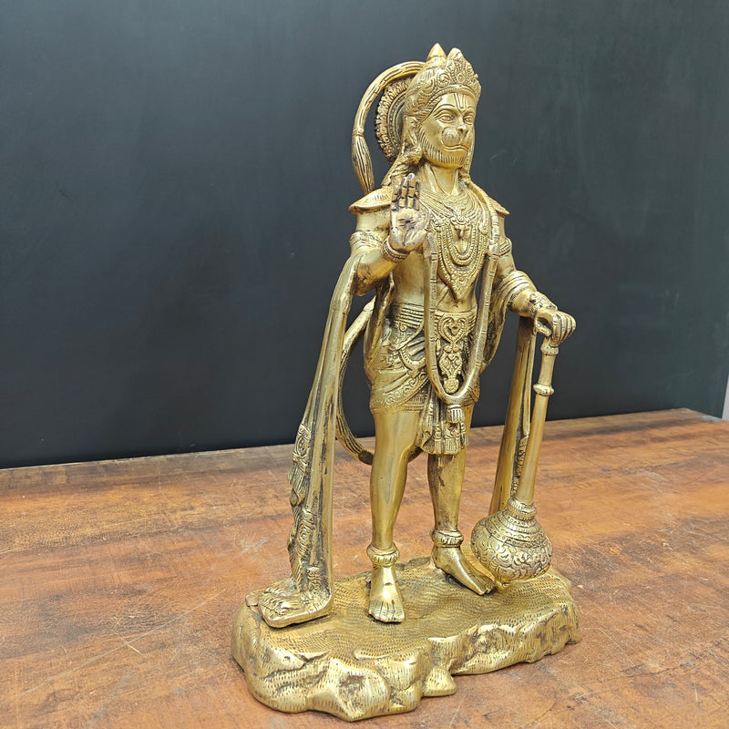 Brass Standing Hanuman Statue 17 Inch