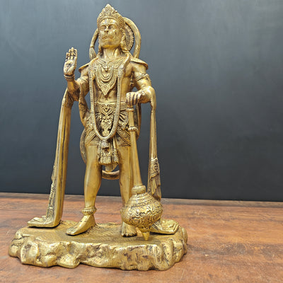 Brass Standing Hanuman Statue 17 Inch