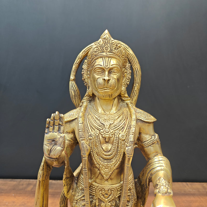 Brass Standing Hanuman Statue 17 Inch