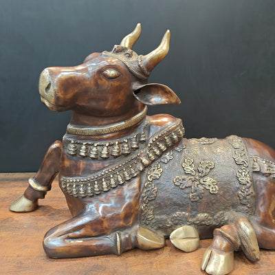 Brass Large Nandi Statue Antique Finish 33 inches