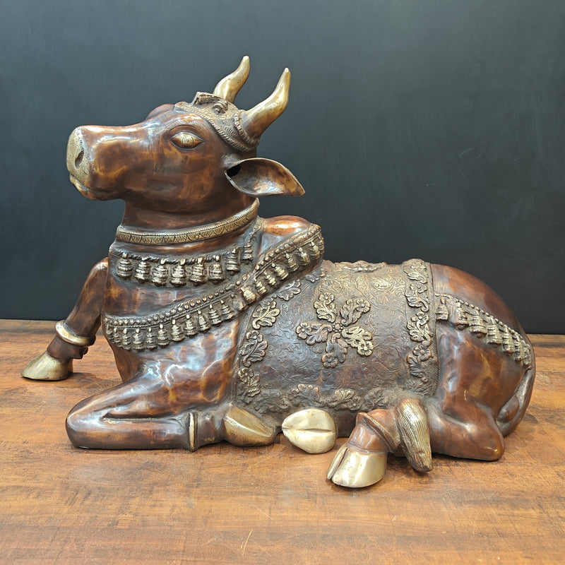 Brass Large Nandi Statue Antique Finish 33 inches