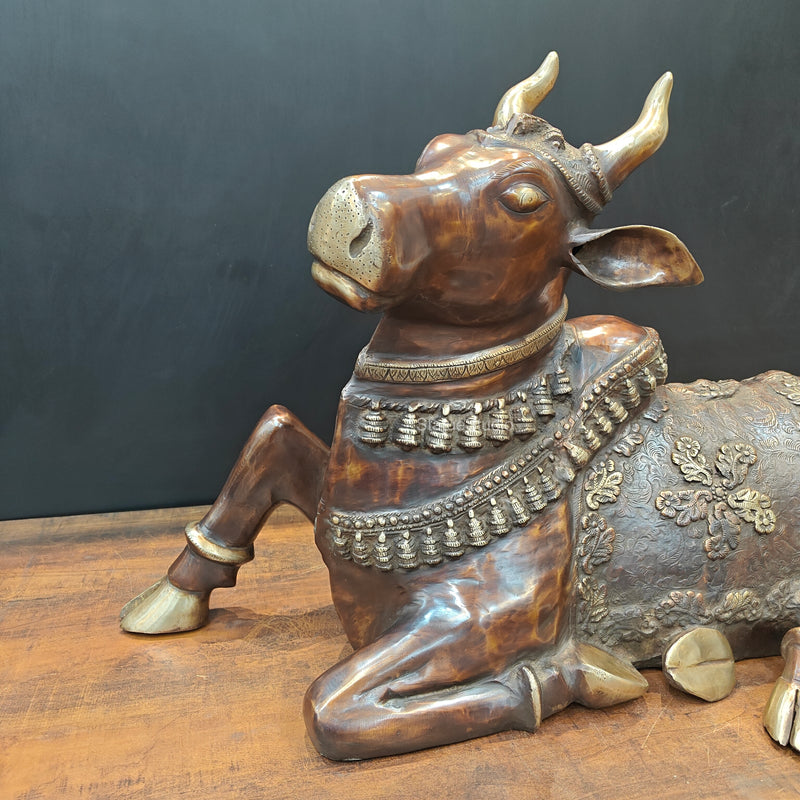 Brass Large Nandi Statue Antique Finish 33 inches