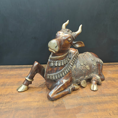 Brass Large Nandi Statue Antique Finish 33 inches