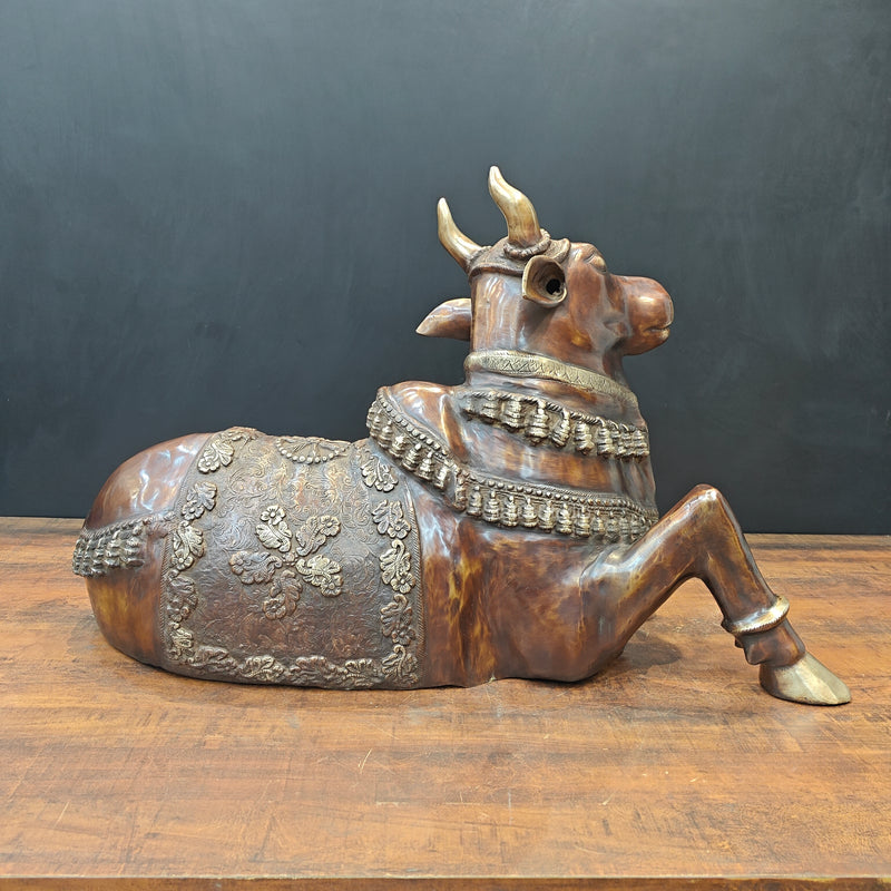 Brass Large Nandi Statue Antique Finish 33 inches