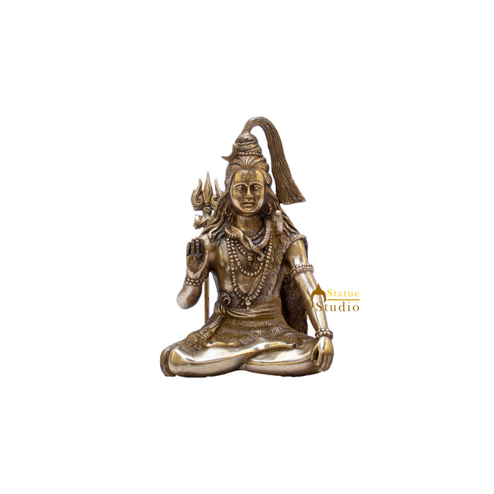 Brass Lord Shiva Statue Antique Finish For Home Temple Decor 1 Feet