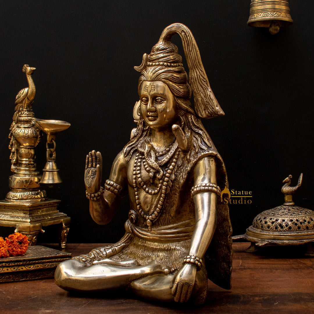 Brass Lord Shiva Statue Antique Finish For Home Temple Decor 1 Feet