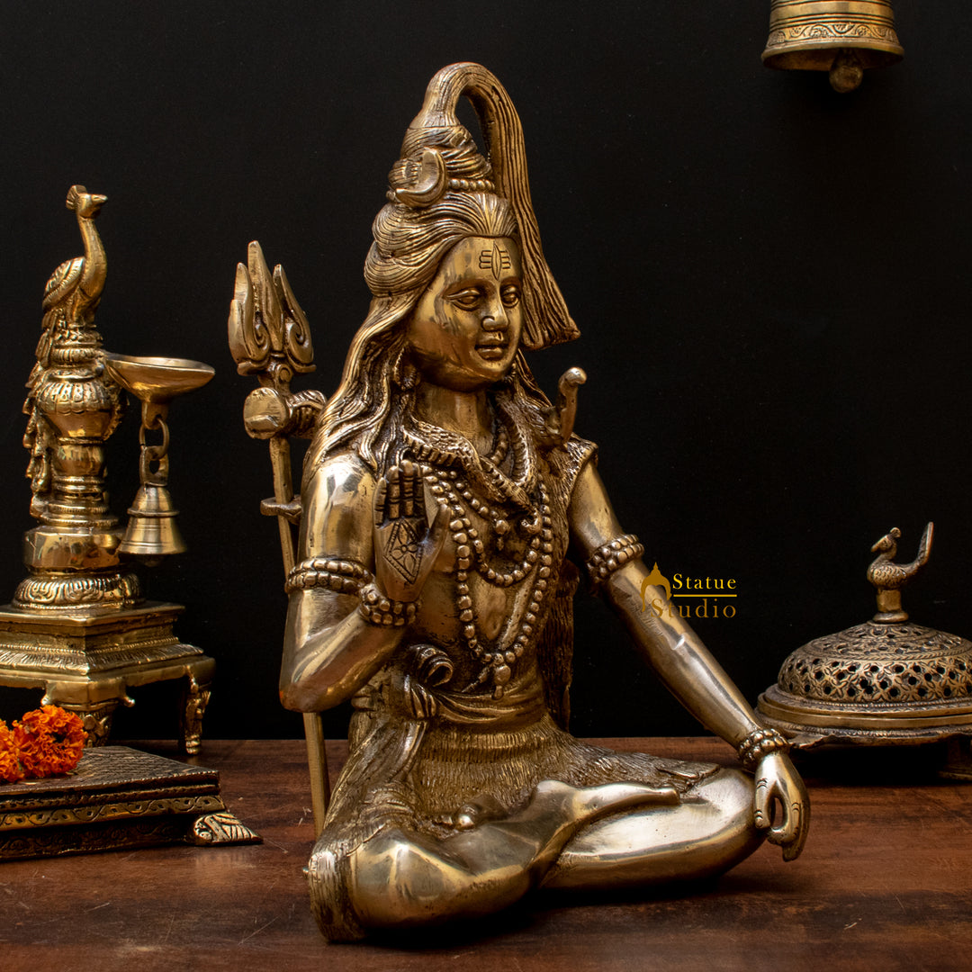 Brass Lord Shiva Statue Antique Finish For Home Temple Decor 1 Feet