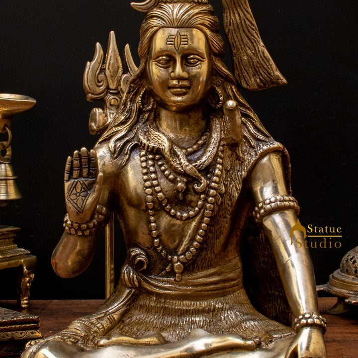 Brass Lord Shiva Statue Antique Finish For Home Temple Decor 1 Feet