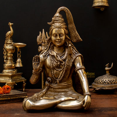 Brass Lord Shiva Statue Antique Finish For Home Temple Decor 1 Feet - 47200