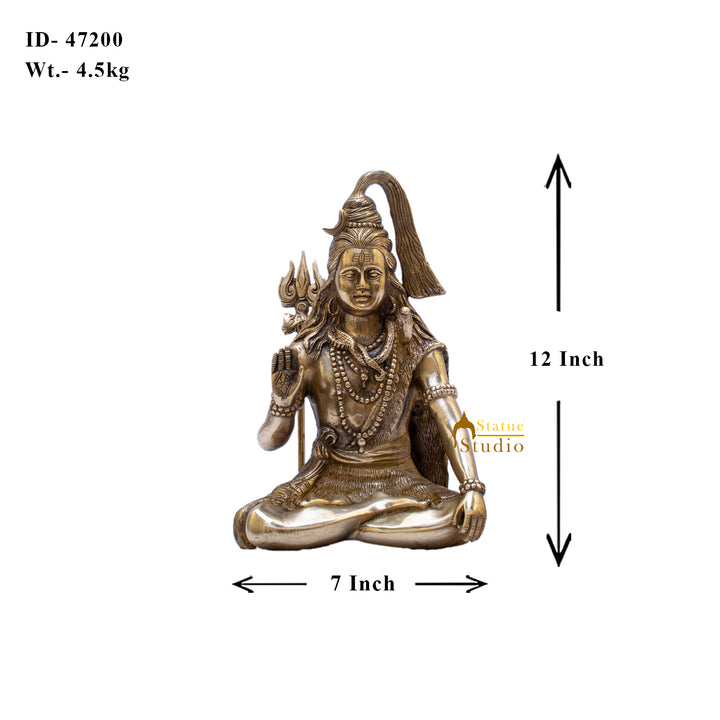 Brass Lord Shiva Statue Antique Finish For Home Temple Decor 1 Feet