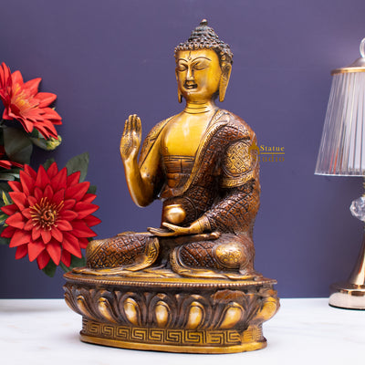 Antique Indian Hand Carved Buddha Bronze Statue Brass Tibet Shakyamuni 13"