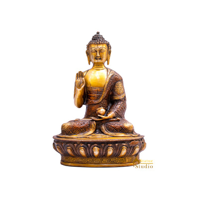 Antique Indian Hand Carved Buddha Bronze Statue Brass Tibet Shakyamuni 13"