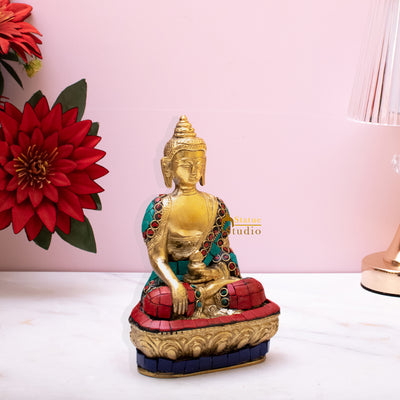 Brass Small Sitting Medicine Shakyamuni Buddha Statue For Home Decor 7"