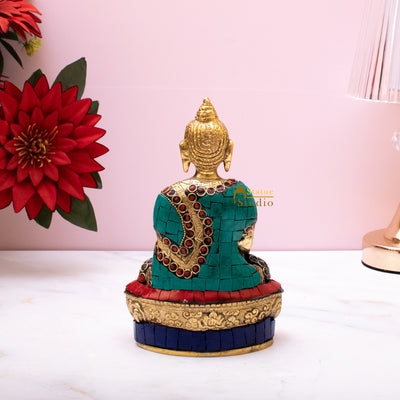 Brass Small Sitting Medicine Shakyamuni Buddha Statue For Home Decor 7"