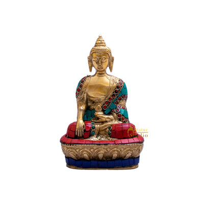 Brass Small Sitting Medicine Shakyamuni Buddha Statue For Home Decor 7"