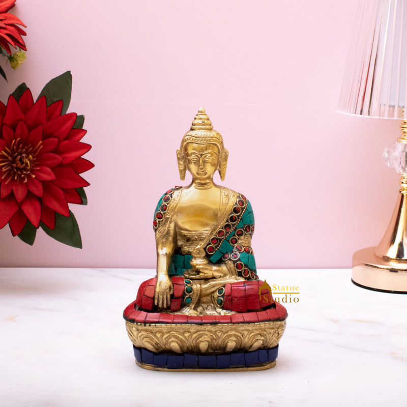 Brass Small Sitting Medicine Shakyamuni Buddha Statue For Home Decor 7" - 50200